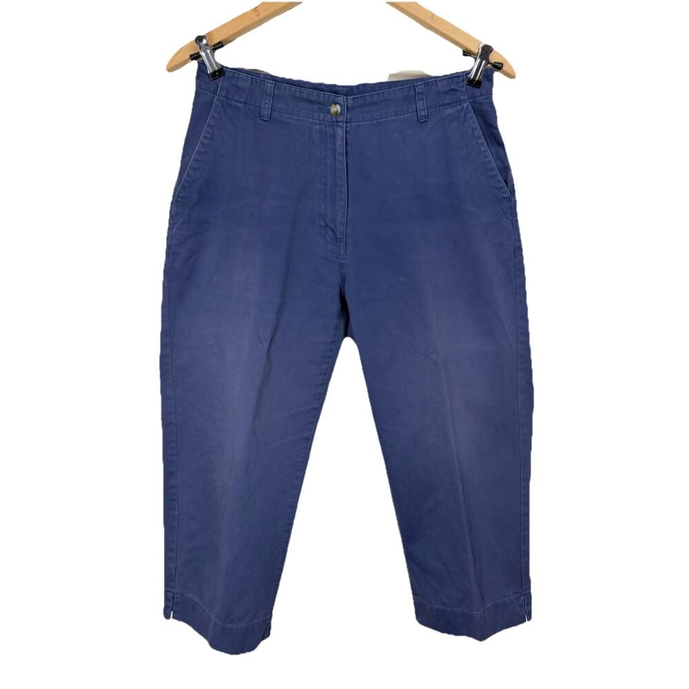 L.L. Bean Women's Navy-Blue Chinos Straight Leg Size 10P Petite Classic Preppy